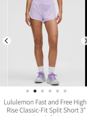 NWT lululemon athletica Lavender Frost Fast and Free High-Rise Split Shorts